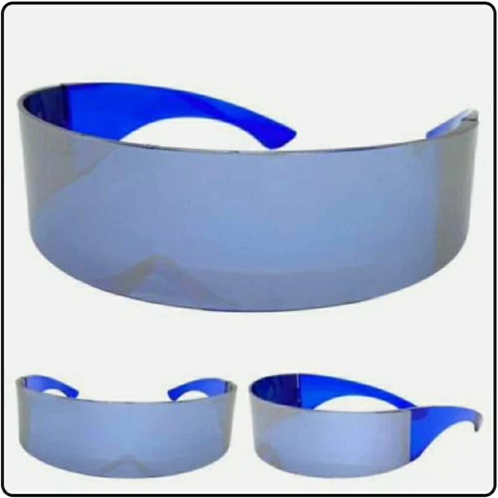 Futuristic Blue Visor Sunglasses SPACE ROBOT PARTY RAVER COSTUME CYCLOPS
